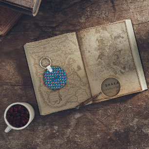 Abstract triangle pattern name blue  key ring