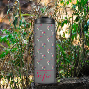 Abstract triangle pattern name grey   thermal tumbler