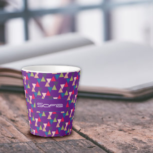 Abstract triangle pattern name purple latte mug