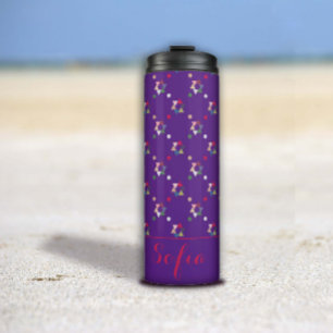 Abstract triangle pattern name purple thermal tumbler