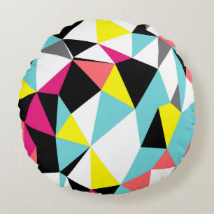 Abstract triangles geometrical pattern background round cushion