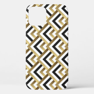 Abstract Triangles: Gold Black Seamless iPhone 12 Case