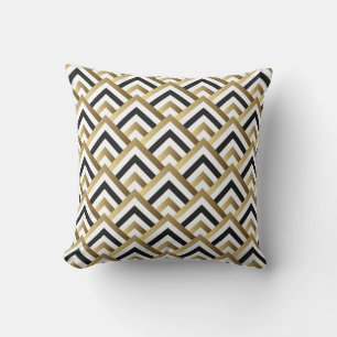 Abstract Triangles: Gold Black Seamless Cushion