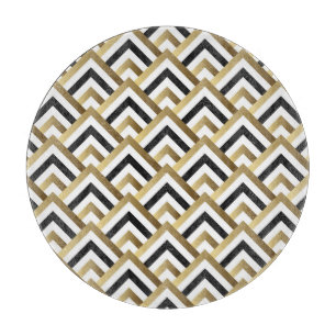 Abstract Triangles: Gold Black Seamless Cutting Board