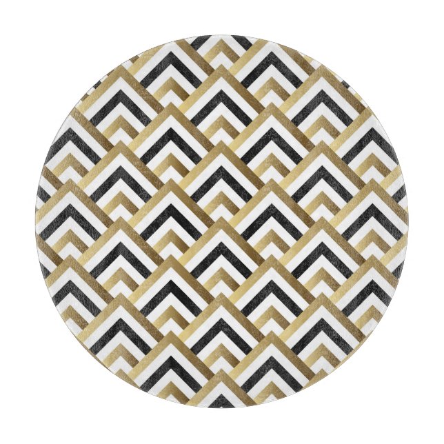 Abstract Triangles: Gold Black Seamless Cutting Board (Front)