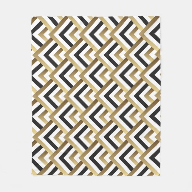 Abstract Triangles: Gold Black Seamless Fleece Blanket (Front)