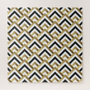 Abstract Triangles: Gold Black Seamless Jigsaw Puzzle