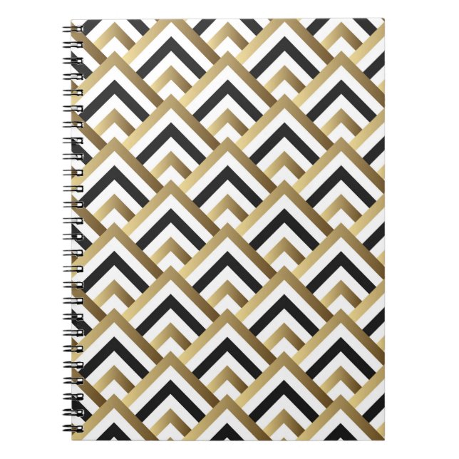 Abstract Triangles: Gold Black Seamless Notebook (Front)