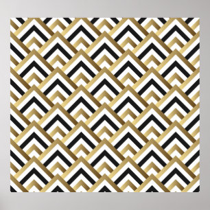 Abstract Triangles: Gold Black Seamless Poster