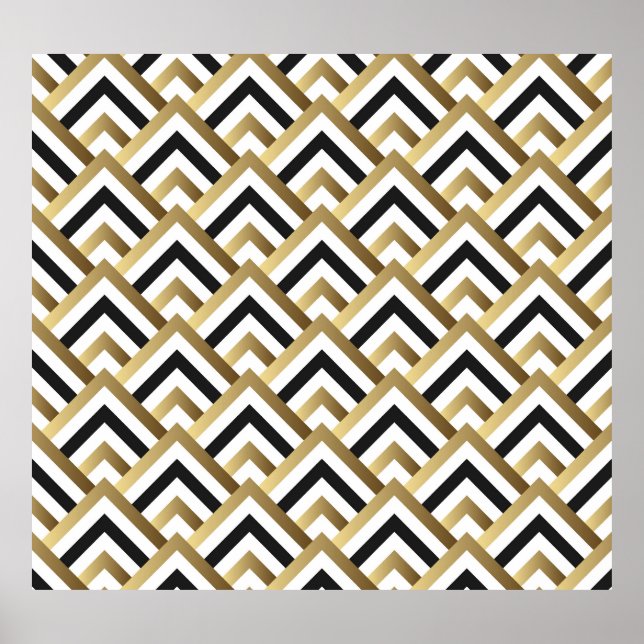 Abstract Triangles: Gold Black Seamless Poster (Front)