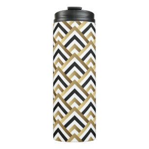 Abstract Triangles: Gold Black Seamless Thermal Tumbler
