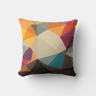 Abstract Triangles in Red, Orange, Yellow, and Bro Cushion