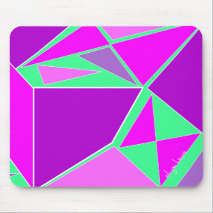 Abstract triangles purple and green mouse pad