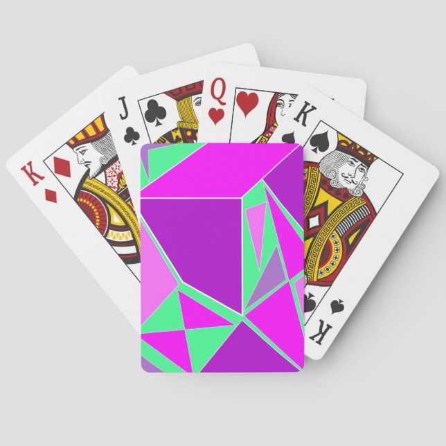 Abstract triangles purple and green playing cards (Back)