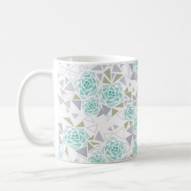 Abstract triangles roses modern mosaic print coffee mug (Left)