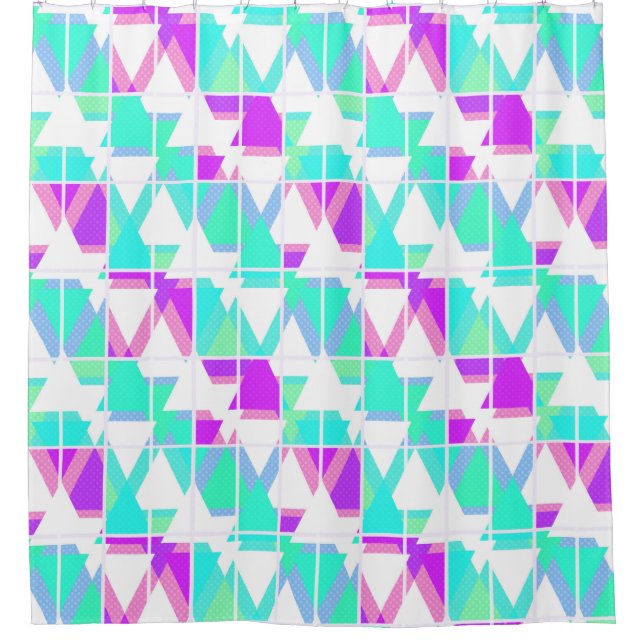 Abstract triangles shapes geometrical print patter shower curtain (Front)