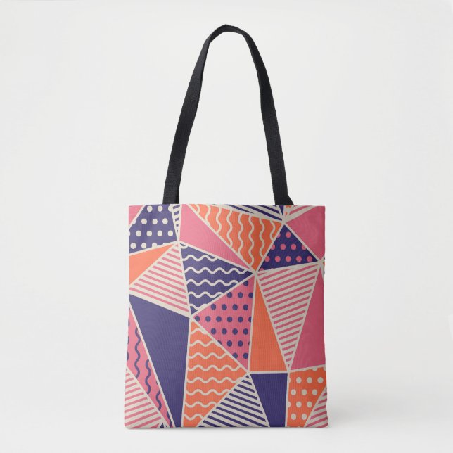 Abstract Triangles: Vintage Geometric Background Tote Bag (Front)