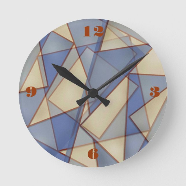 Abstract Triangles Wall Clock (Front)