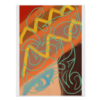 Abstract tribal art by Roger Whiteside Poster