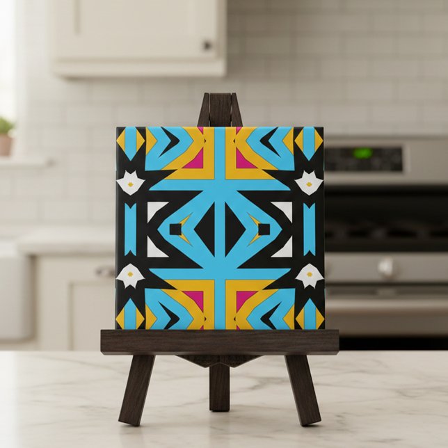 Abstract Tribal Colourful Mosaic Geometric Pattern Ceramic Tile (Creator Uploaded)