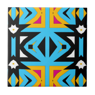Abstract Tribal Colourful Mosaic Geometric Pattern Ceramic Tile