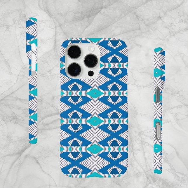 Abstract Tribal Design, Blues, Case-Mate iPhone Case (Abstract Blue Diamond, Tribal Style, Case-Mate iPhone Case.)