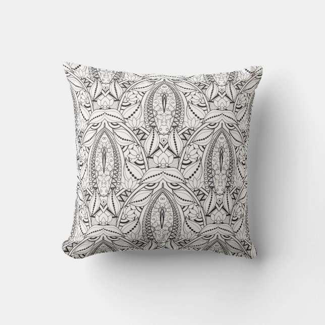Abstract Tribal Doodle Cushion (Front)