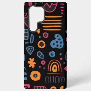 Abstract Tribal Doodle Neon Geometric Black Samsung Galaxy Case