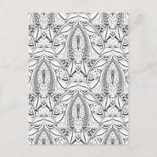 Abstract Tribal Doodle Postcard