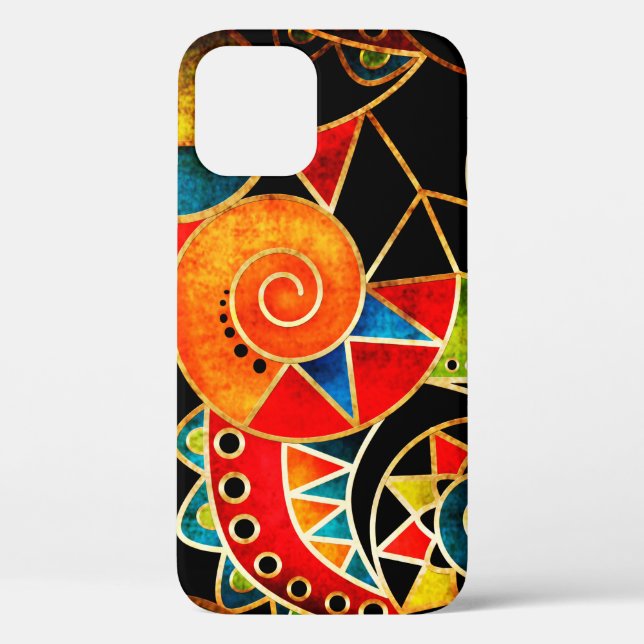 Abstract tribal ethnic geometrical pattern bright  Case-Mate iPhone case (Back)