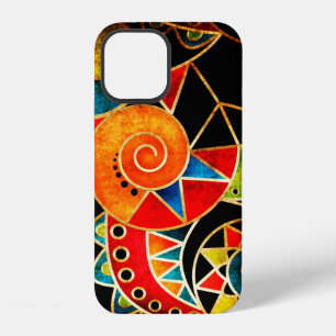 Abstract tribal ethnic geometrical pattern bright iPhone 12 case