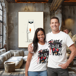 Abstract Tribal Face - Bold Red Purple Black Urban T-Shirt