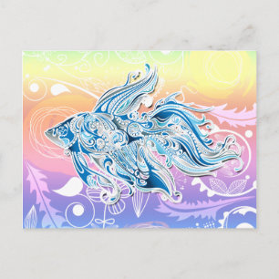 Abstract Tribal Fish Postcard