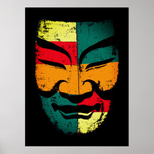 Abstract Tribal Mask Wall Art – Colourful Distress