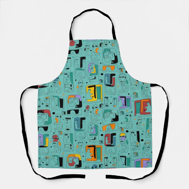 Abstract tribal maya ancient faces pattern 1 apron (Front)
