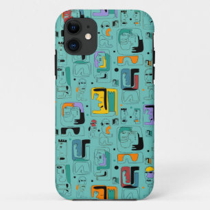 Abstract tribal maya ancient faces pattern 1 iPhone 11 case