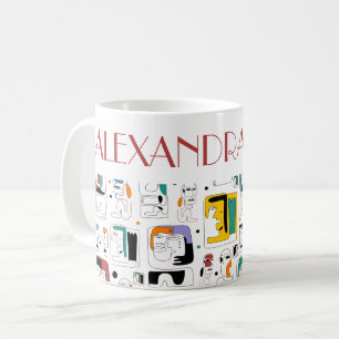 Abstract tribal maya ancient faces pattern 1 coffee mug