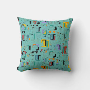Abstract tribal maya ancient faces pattern 1 cushion