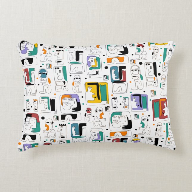 Abstract tribal maya ancient faces pattern 1 decorative cushion (Front)