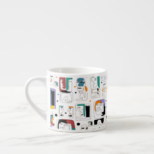 Abstract tribal maya ancient faces pattern 1 espresso cup