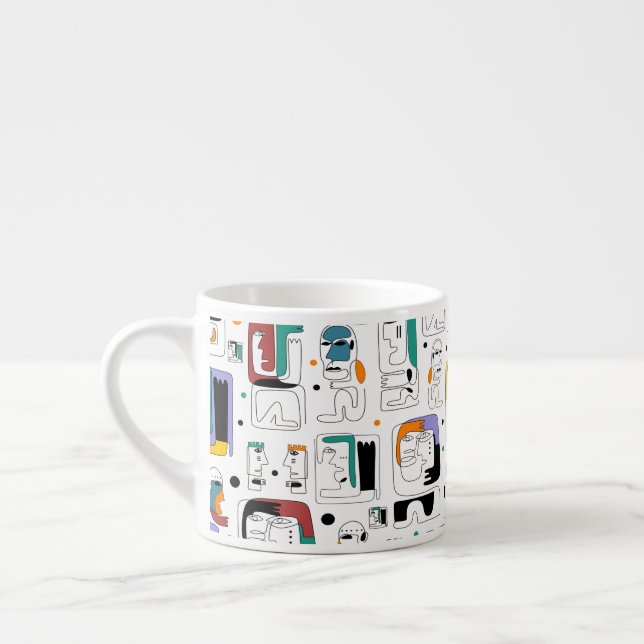 Abstract tribal maya ancient faces pattern 1 espresso cup (Left)