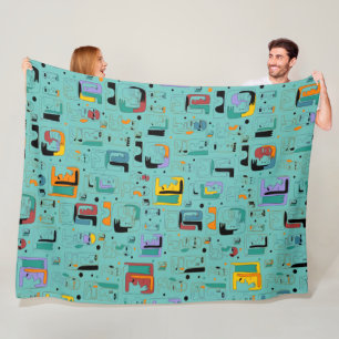 Abstract tribal maya ancient faces pattern 1 fleece blanket