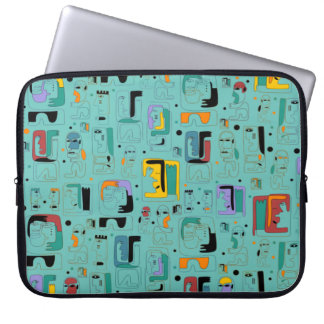 Abstract tribal maya ancient faces pattern 1 laptop sleeve