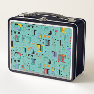 Abstract tribal maya ancient faces pattern 1 metal lunch box