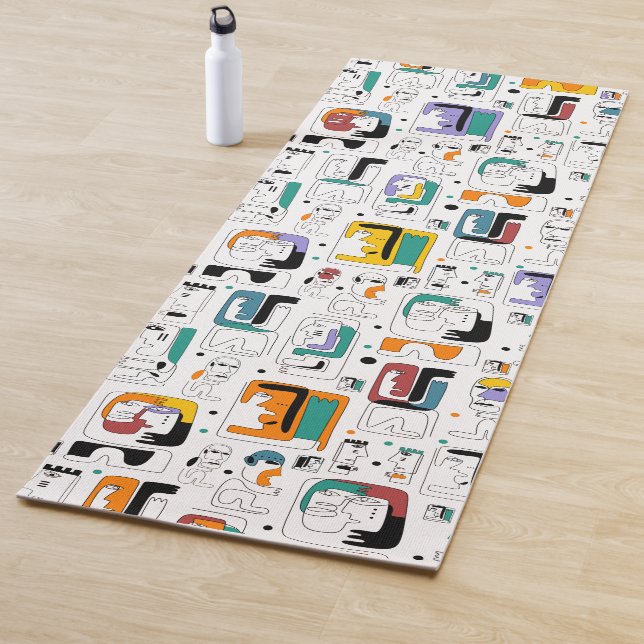 Abstract tribal maya ancient faces pattern 1 yoga mat (In Situ)