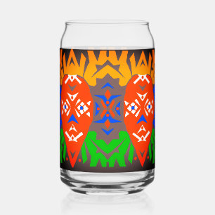 Abstract Tribal Pattern Can Glass