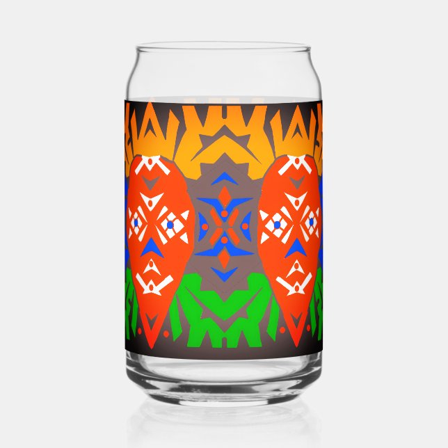 Abstract Tribal Pattern Can Glass (Front)