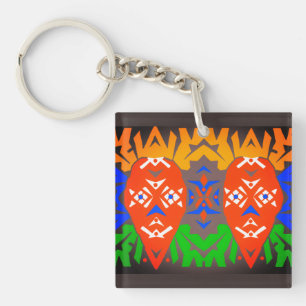 Abstract Tribal Pattern Key Ring