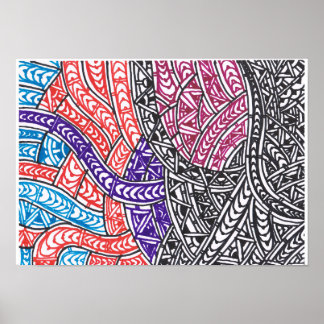 Abstract tribal rhythms in flow poster