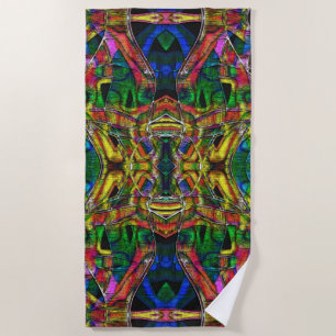 Abstract tribal style designs, carved beach towel